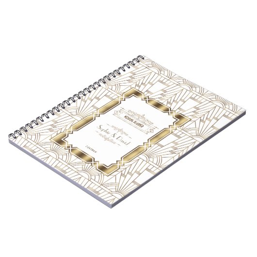 Witte Art Deco Great Gatsby jaren 20 Huwelijksplan Notitieboek (Linkerzijde)
