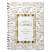Witte Art Deco Great Gatsby jaren 20 Huwelijksplan Notitieboek (Voorkant)