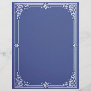 Witte Art Deco lijst op stoffig blauwe briefpapier Briefhoofd