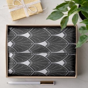 Witte Art Deco patroon op zwart Tissuepapier