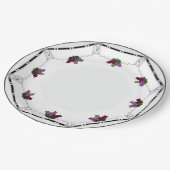 Witte Art Deco - Zwart, Zilver, Violet druiven gre Papieren Bordje (Gekanteld)