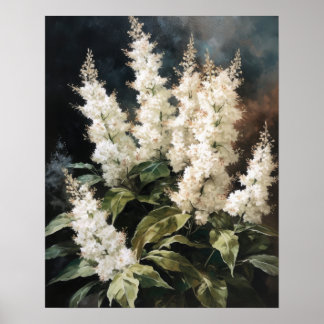 Witte Astilbe Flowers Art Print Poster