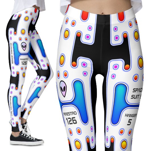 Witte Astronaut Buitenruimte Meisje Android Robot Leggings