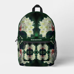 Witte Azalea bloem Abstract gepersonaliseerd Bedrukte Rugzak