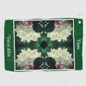 Witte Azalea bloem regendruppels gepersonaliseerd Golfhanddoek (Horizontaal)