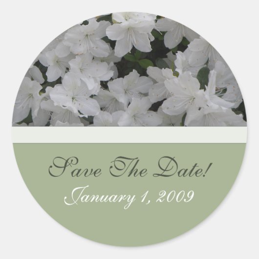 Witte Azalea's Bewaar De Datum Sticker (Voorkant)