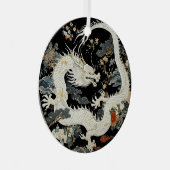 Witte Aziatische draak Metalen Ornament (Voorkant Rechts)