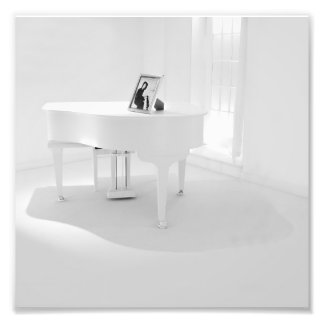 Witte Baby Grand Piano Foto Afdruk