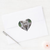 Witte baby leeuwenkub hart sticker (Envelop)