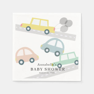 Witte Baby shower van gele caravans Servet