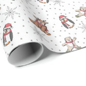 Witte baby's eerste kerstdieren cadeaupapier (Rol Hoek)