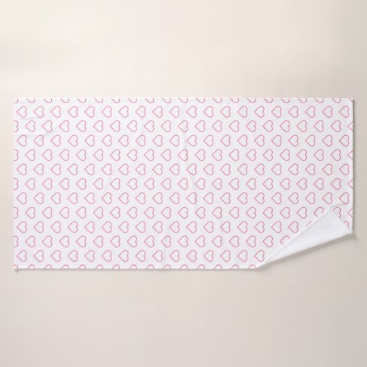 Witte badhanddoeken met roze harten - kies kleuren badhanddoek (Badhanddoek)
