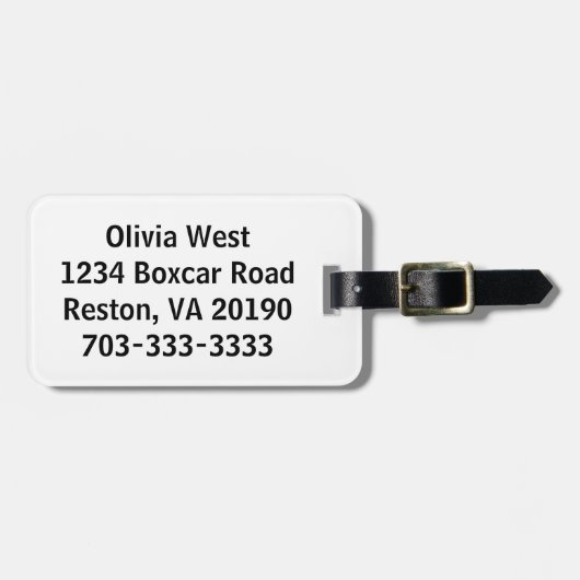 Witte bagage Label (Voorkant horizontaal)