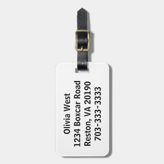 Witte bagage Label (Voorkant verticaal)