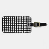 Witte bagtag met polkadots en leren riem bagagelabel (Voorkant horizontaal)