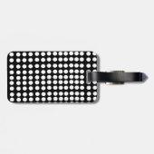 Witte bagtag met polkadots en leren riem bagagelabel (Achterkant horizontaal)