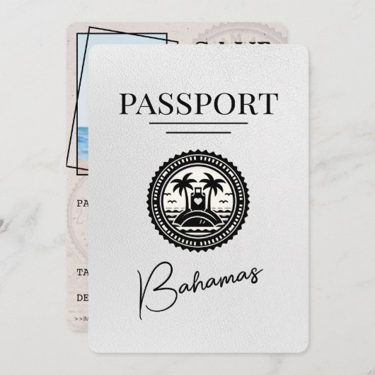 Witte Bahama's Paspoort Bewaar de datum Save The Date (Voorkant / Achterkant)