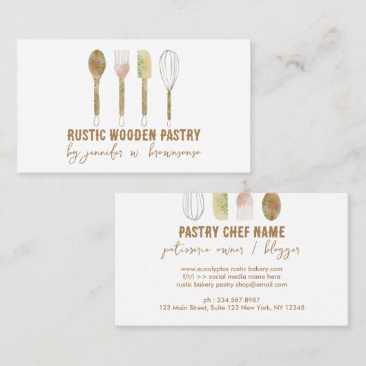 Witte bakkerij Rustic cake decoratie Visitekaartje (Voorkant / Achterkant)