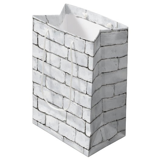 Witte Bakstenen Medium Cadeauzakje (Voorkant Gekanteld)