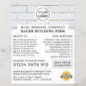 Witte bakstenen muur, bouwbedrijf, bouwmaterialen flyer (Voorkant)