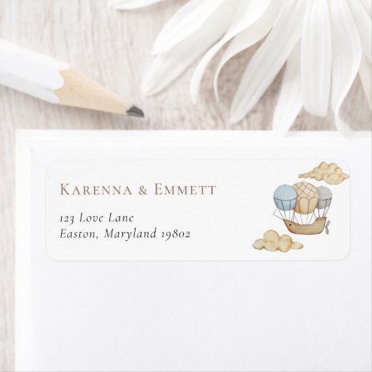 Witte Ballon Baby Shower Retouradres Etiket (Insitu)