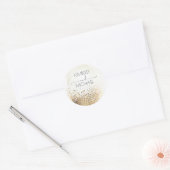 Witte ballon en gouden glitters bruiloft ronde sticker (Envelop)