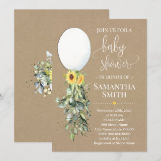 Witte ballon Eucalyptus greenery baby shower Kaart