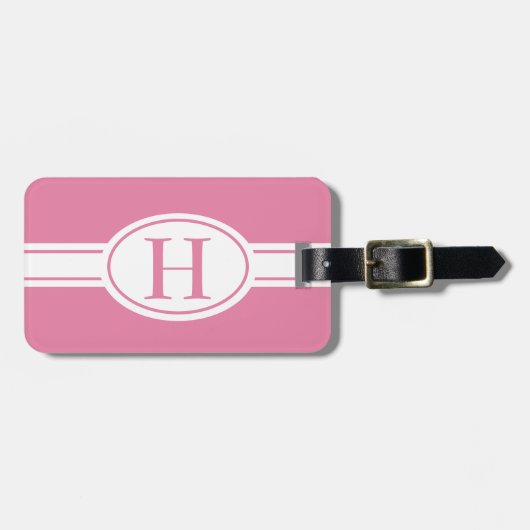 Witte band en ovaalschild met uw monogram bagagelabel (Voorkant horizontaal)