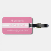 Witte band en ovaalschild met uw monogram bagagelabel (Achterkant horizontaal)