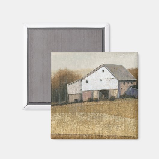 Witte Barn-Uitzicht Magneet (Voorkant / Achterkant)