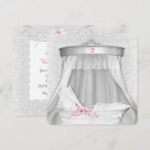 Witte Bassinet Baby Meisje Douche Kaart (Voorkant / Achterkant)