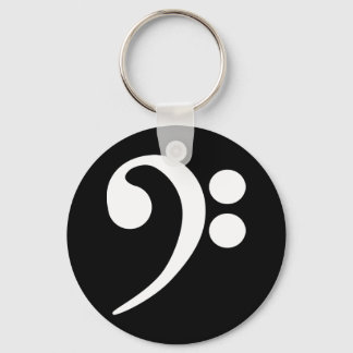 Witte bassleutel sleutelhanger