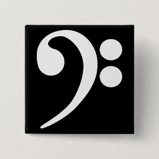 Witte bassleutel vierkante button 5,1 cm