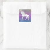 Witte Beauty Eenhoorn Vierkante Sticker (Tas)