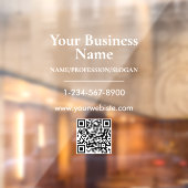 Witte bedrijfsnaam winkelpui QR-code contactgegeve Raamsticker (Vel 2)