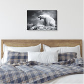 Witte Beer Hunter op ijs in water Canvas Afdruk (Insitu (Slaapkamer))