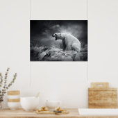 Witte Beer Hunter op ijs in water Poster (Keuken)