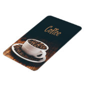 Witte beker vol gebrande koffiebonen magneet (Linkerzijde)