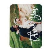 Witte belettering Moderne foto bruiloft Dank u Magneet (Verticaal)