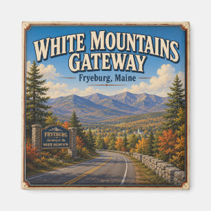 Witte Bergen Gateway Fryeburg Maine Vintage Magneet