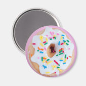 Witte berijpende sprinkles donut magneet (Voorkant / Achterkant)