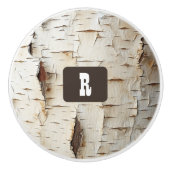 Witte berk bast rustiek land keramische knop (Voorkant)