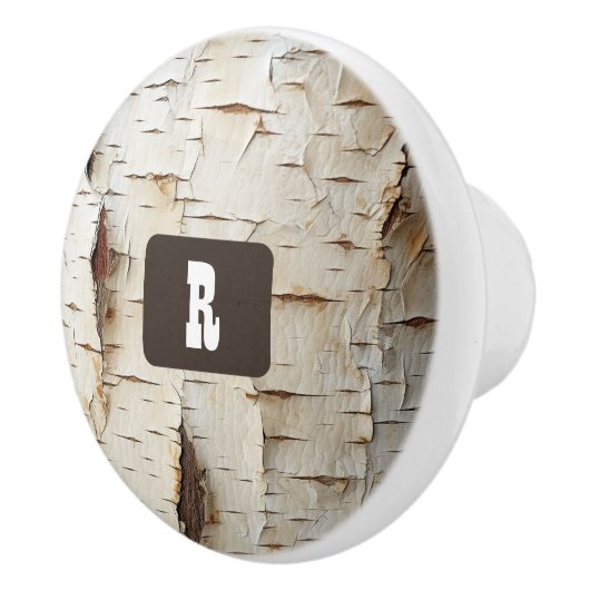 Witte berk bast rustiek land keramische knop (Rechts)