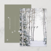 Witte Berk Dennenbomen Winter Licht Sterren RSVP Kaartje (Voorkant / Achterkant)