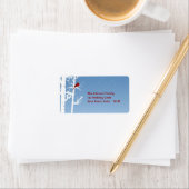 Witte berk, rode vogel adreslabel etiket (Insitu)