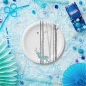 Witte Berken Bomen met Herten en Vogels Papieren Bordje (Feest)