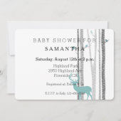 Witte berkenbomen met herten en vogels baby shower kaart (Voorkant)