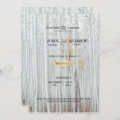 Witte berkenboom bos winter bruiloft kaart (Voorkant / Achterkant)