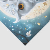 Witte besneeuwde uil en maan met sprankeling, tissuepapier (Detail)