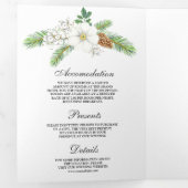 Witte bessen dennenappels 3 in 1 Kerstmis bruiloft Drieluik Uitnodiging (Binnenzijde eerst)